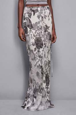 Floral print long skirt, Grey, Patrizia Pepe