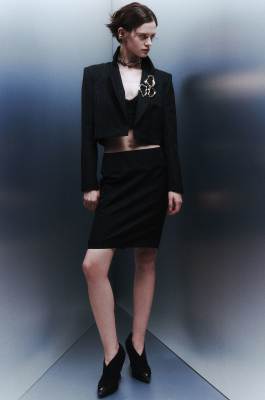 Midi skirt with slit, Black, Patrizia Pepe