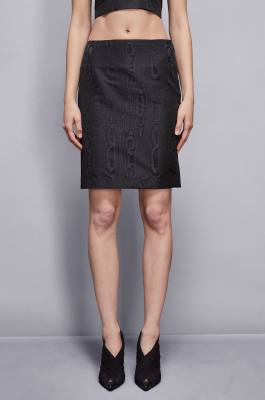 Midi skirt with slit, Black, Patrizia Pepe
