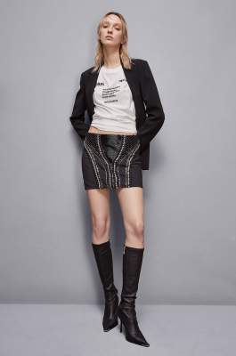 Jeweled miniskirt, Black, Patrizia Pepe