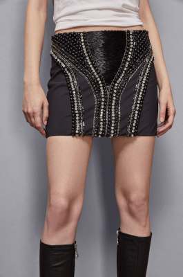 Jeweled miniskirt, Black, Patrizia Pepe