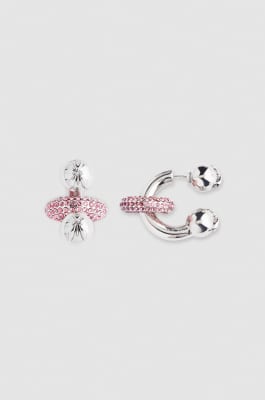 Piercing earrings, Silver, Pink, Green, Patrizia Pepe