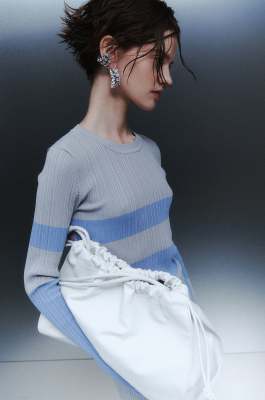 Color block sweater, Light Blue, Grey, Patrizia Pepe