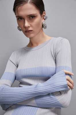 Color block sweater, Light Blue, Grey, Patrizia Pepe