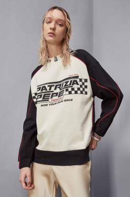 Racing sweatshirt, Beige, Patrizia Pepe