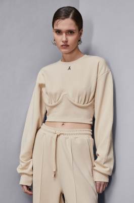 Cropped sweatshirt, Beige, Patrizia Pepe