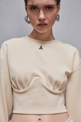 Cropped sweatshirt, Beige, Patrizia Pepe