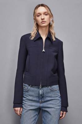 Zippered Essential cropped jacket, Blue, Patrizia Pepe