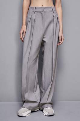 Wide pants with pleats, Grey, Patrizia Pepe