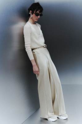 Satinhose mit Bund, Beige, Patrizia Pepe