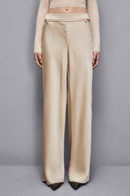 Satinhose mit Bund, Beige, Patrizia Pepe
