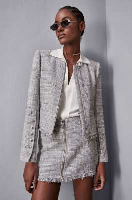 Jacket with zipper and buttons detail, Grey, Patrizia Pepe