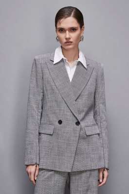 Essential double-breasted jacket, Grey, Patrizia Pepe