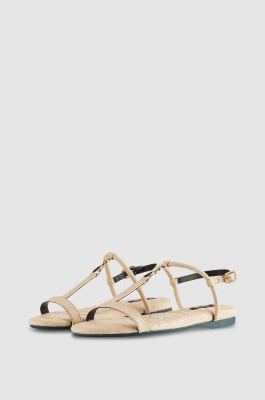 Flat leather sandals, Beige, Patrizia Pepe