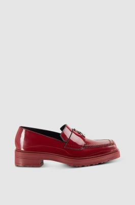 Leather square toe moccasins, Red, Patrizia Pepe