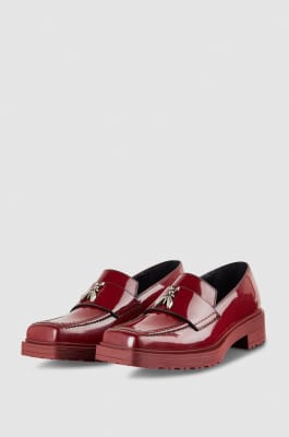 Leather square toe moccasins, Red, Patrizia Pepe