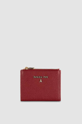 Leather wallet with zipper, Red, Patrizia Pepe