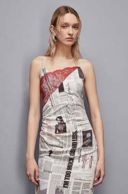 Dress with asymmetrical lace, Multicolor, Patrizia Pepe
