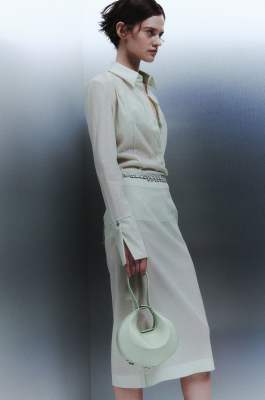 Gonna midi in organza, Verde, Patrizia Pepe