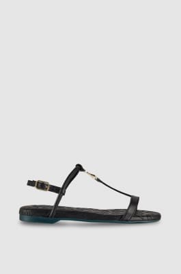 Flat leather sandals, Black, Patrizia Pepe