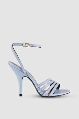 Heeled leather sandals, Light Blue, Patrizia Pepe