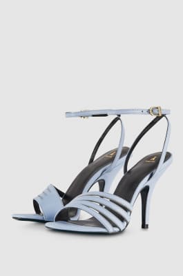 Heeled leather sandals, Light Blue, Patrizia Pepe