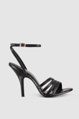 Heeled leather sandals, Black, Patrizia Pepe