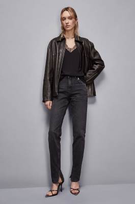 Essential top with straps and lace, Black, Patrizia Pepe
