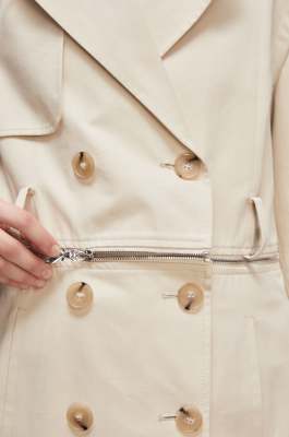 Detachable Trench Coat, Beige, Patrizia Pepe