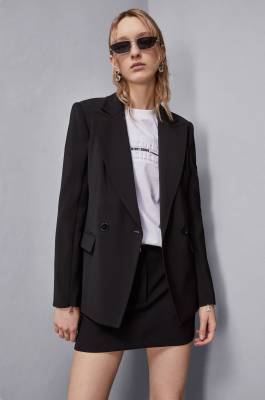 Zweireihige Jacke „Essential“, Schwarz, Patrizia Pepe
