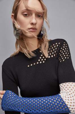 Mini dress with perforated details, Black, Blue, Patrizia Pepe