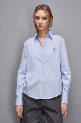 Striped Shirt with back slit, Blue, Patrizia Pepe