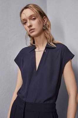 Essential sleeveless tunic with cufflinks, Blue, Patrizia Pepe