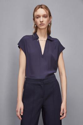 Essential sleeveless tunic with cufflinks, Blue, Patrizia Pepe