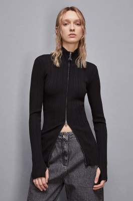 Zippered cardigan with zipper, Black, Patrizia Pepe