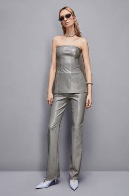 Zippered slim pants, Grey, Patrizia Pepe