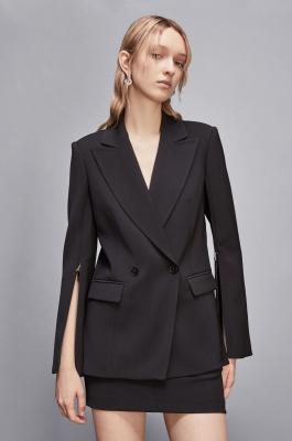 Zweireihige Jacke „Essential“, Schwarz, Patrizia Pepe