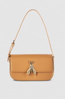 Leather bag with shoulder strap, Brown, Patrizia Pepe