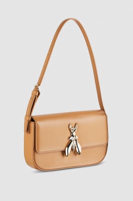 Leather bag with shoulder strap, Brown, Patrizia Pepe