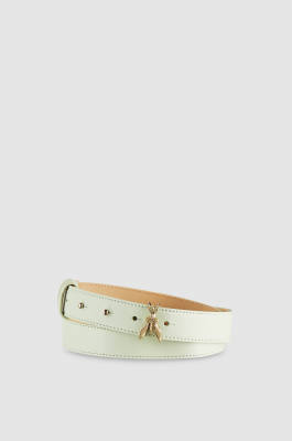 Ceinture taille basse en cuir lamé, Vert, Patrizia Pepe