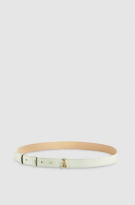 Ceinture taille basse en cuir lamé, Vert, Patrizia Pepe