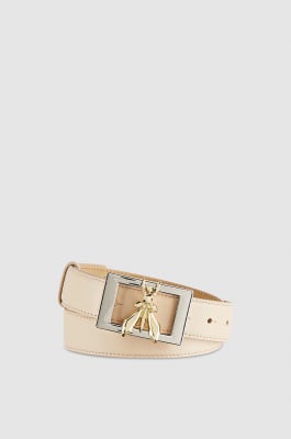 Ceinture double coupe en cuir lisse, Beige, Patrizia Pepe