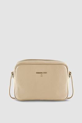 Leather camera bag with inside pocket, Beige, Patrizia Pepe