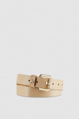 Roller buckle-adorned low-waist belt, Beige, Patrizia Pepe