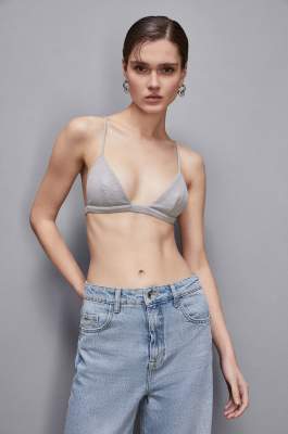 Triangle bra in cloth stitch, Grey, Patrizia Pepe