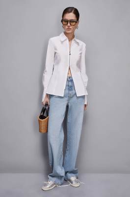 High-waisted straight fit jeans, Light Blue, Patrizia Pepe