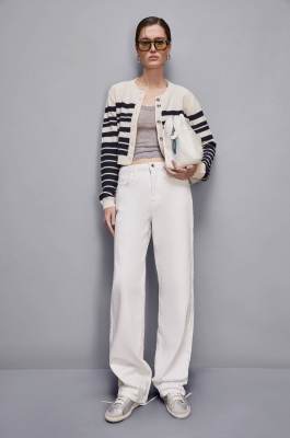 Essential denim straight pants, White, Patrizia Pepe