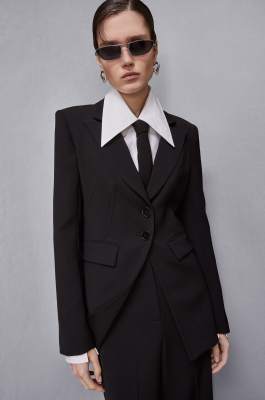 Damen-Jacke mit zwei Knöpfen „Essential“, Schwarz, Patrizia Pepe