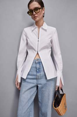 Zippered shirt, White, Patrizia Pepe