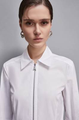 Zippered shirt, White, Patrizia Pepe